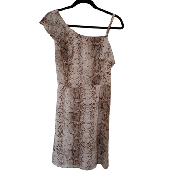 NEW bar lll Snakeskin Python Print One Shoulder Midi Spring Summer Dress - Picture 1 of 4